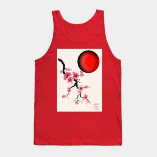 Pretty Japanese sakura (cherry blossom) and a red sun Tank Top